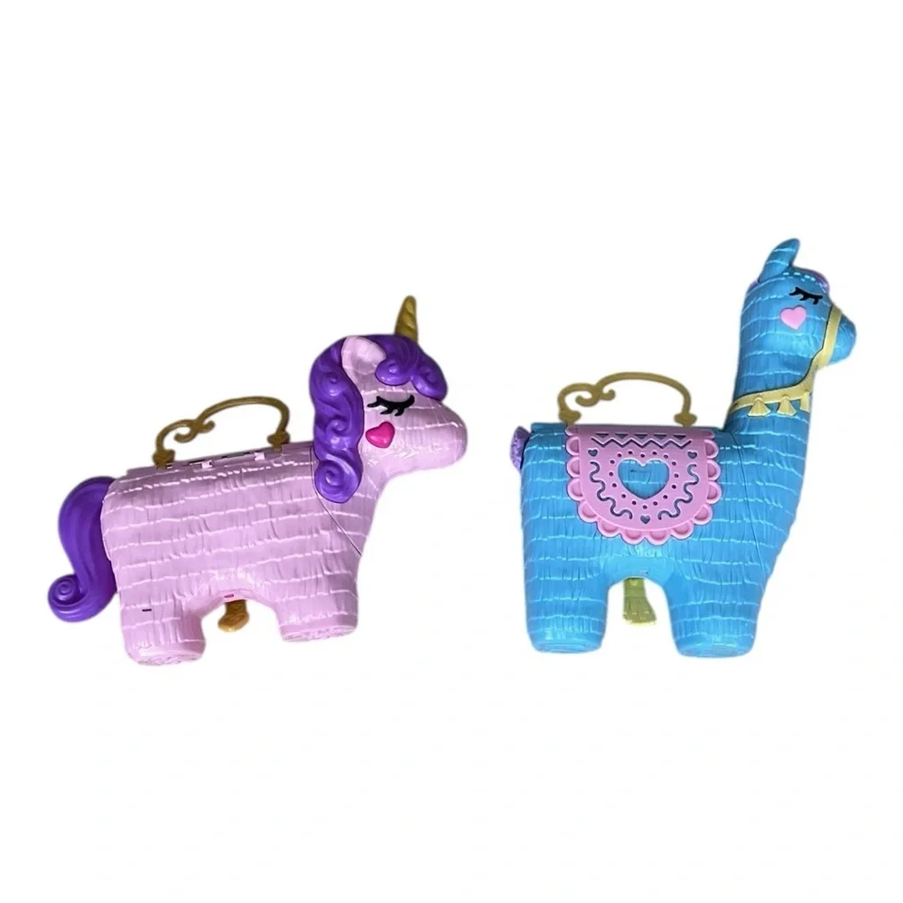 Polly Pocket Piñata Playset Bundle – Unicorn + Llama Compacts w/ Figures